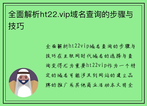 全面解析ht22.vip域名查询的步骤与技巧